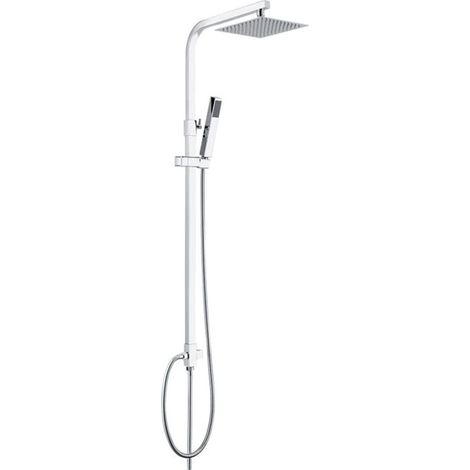 IMEX Colonna doccia miscelatore cromata in acciaio inox S304 e ottone asta regolabile con soffione quadrato 20x20 cm anticalcare supporto scorrevole maniglia e flessibile 15 m Imex-BDK010 (1/3)