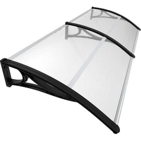 Vounot – Marquise auvent de porte 200x80cm – Polycarbonate 6mm anti-UV – Cadre en PPO et aluminium – Résistante aux intempéries