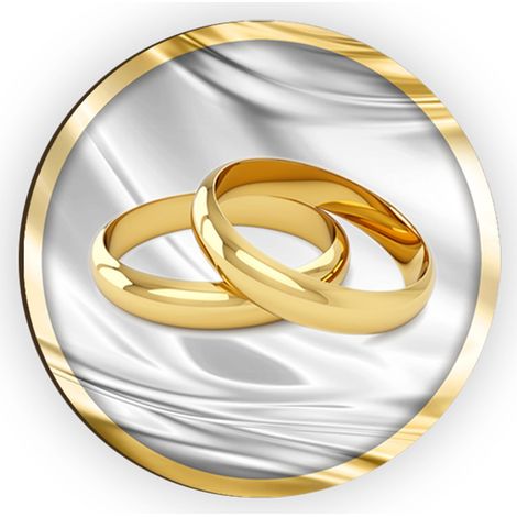 Lupia - Calamita, MAGNETI in Legno Set da 24 PEZZI D.4,5 cm MATRIMONIO GOLD con decorazione stampata, segnaposto ricordino regalo, bomboniera confettata, pensierino anniversario (1/4)