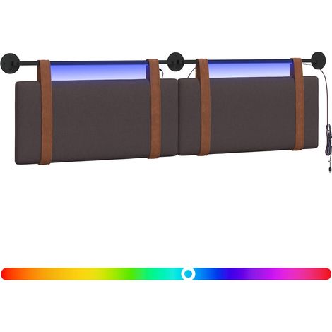 Hanging Headboard with LED Light Dark Brown Antique PU vidaXL