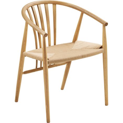BESS-Fauteuil de table en chêne massif et rotin naturel (1/5)