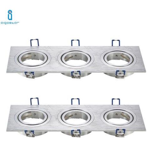 Portafaretto orientabile GU10 / MR16 da incasso 255x91mm Argento Rettangolare 3 posti Aigostar (1/5)