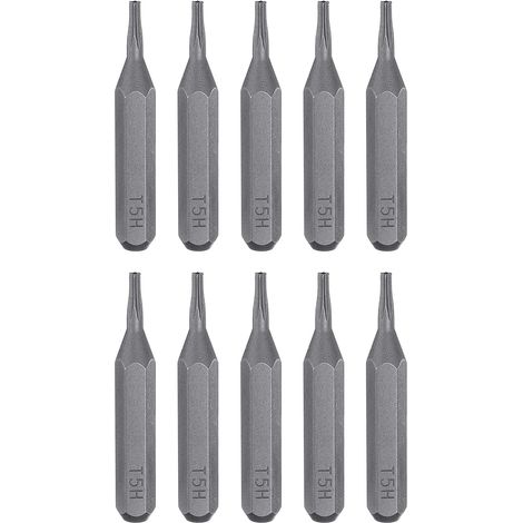 10pcs T5H Embout de Tournevis Torx 5/32" Tige Hexagonale 28mm Longueur Acier S2 Magnétique Tête Étoilée à 6 Pans pour Tournevis Manuels Électriques Réparation de Précision (1/5)