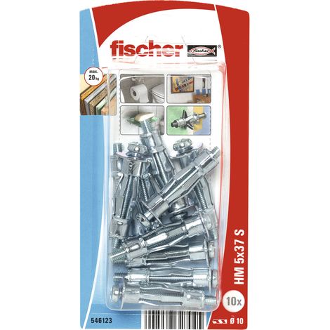 10 chevilles métallique Ø5 x 37 mm HM avec vis Ø5 x 45 mm - Fischer (1/5)