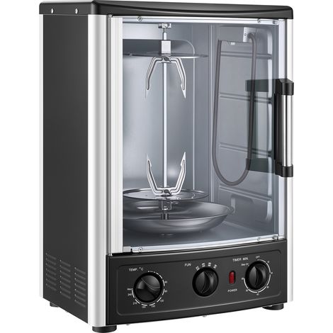 Mophorn Forno Girarrosto Elettrico Verticale da Banco, Temperatura 0℃-240℃, Capacità 22 L, 7 Spiedini con Rotazione Automatica a 360°, Sportello in Vetro Temperato, 3 Modalità, Timer 0-60 Minuti (1/5)