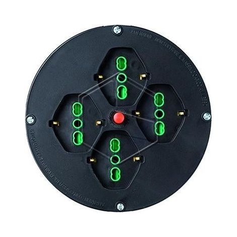 Fanton 19431 Disco Prese Ricambio 4 Prese 2P+T 16A 250V Bipasso 1 Presa Schuko 2P+T 16A 250V con Flangia Adattatore per Avvolgicavo Diametro 145 mm colore Nero