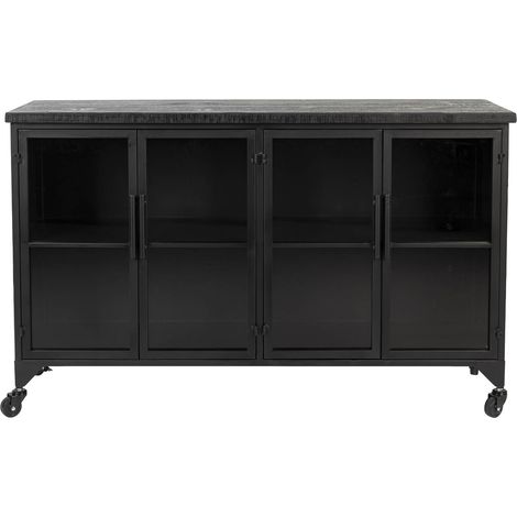 Buffet vintage 4 portes 120x35x75 cm en métal noir (1/7)