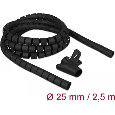 Delock Manguera en espiral con herramienta de tiro 2,5 m x 25 mm negro