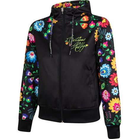 Damen-Sweatshirt im Folk-Sport-Stil, Größe XS, schwarz