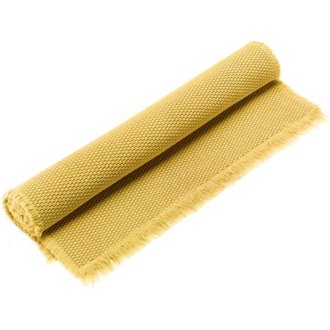 VIVARAISE - Tapis de bain uni Vivaraise Elly en coton 100% - Curry - 54 x 110 cm (1/2)