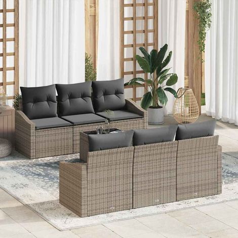 vidaXL Set di divani con cuscino 7 pcs Grigio polyrattan (1/5)