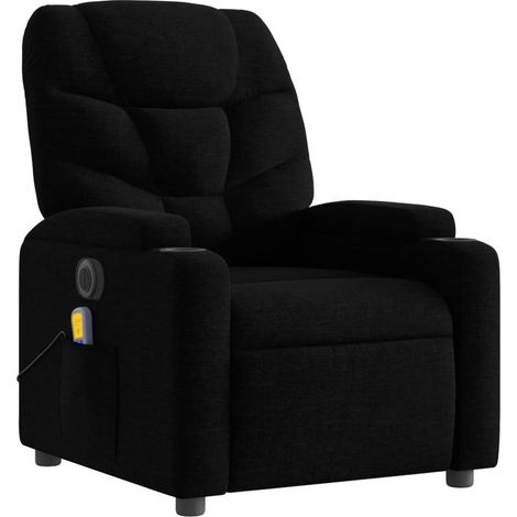 Poltrona relax TV reclinabile elettrica funzione massaggio 6 punti massaggio in tessuto nero DEC027234