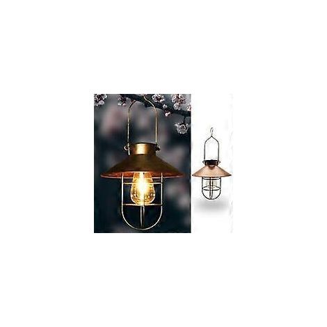 Lanterne solaire d'extérieur, décoration de jardin suspendue vintage en métal avec ampoules LED blanc chaud pour jardin, terrasse, arbre, éclairage de chemin (C (1/5)