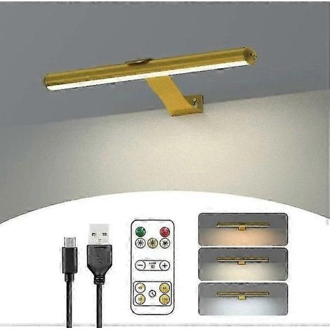 Lampe de tableau sans fil, rechargeable avec télécommande, éclairage artificiel 300 lm avec batterie, applique murale magnétique à 3 modes