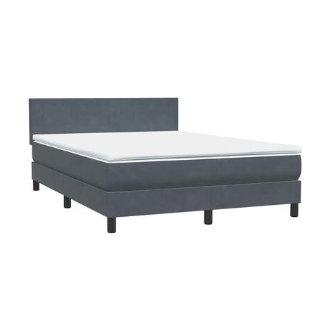 Sommier Snowco en velours gris foncé 160 × 210 cm, matelas et éclairage LED inclus., velours doux et confortable, éclairage led d’ambiance, pour chambre, confort quotidien, assemblage rapide (1/5)