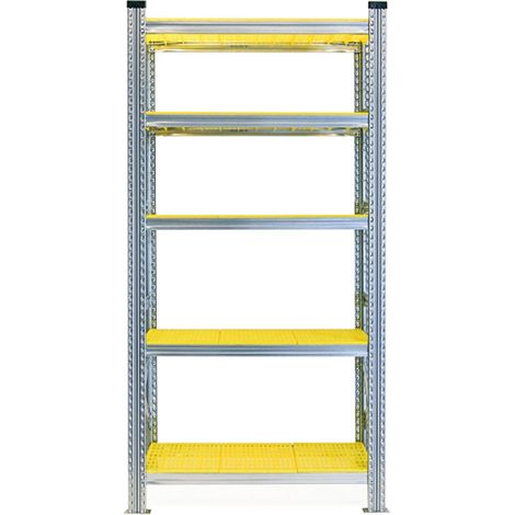 MODULO INIZIALE - Scaffalatura da Magazzino Zincata Ripiano in PVC H 200 cm , L 120 cm , PROF. 60 cm , con 4 ripiani , PORTATA OGNUNO 120 Kg (1/4)