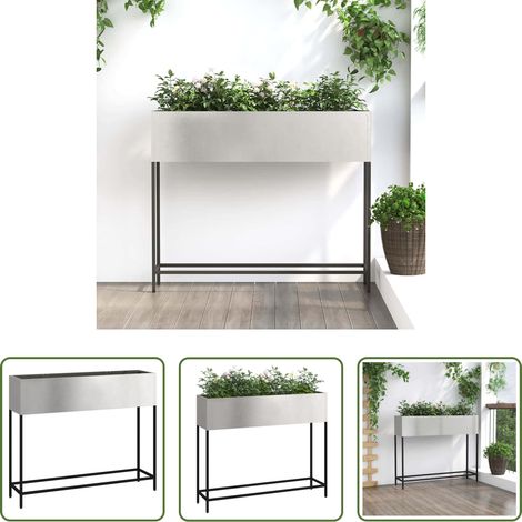 Hochbeet - Hochbeet Gartenpflanzer Silber 100 x 26 x 82 cm Edelstahl (1/5)
