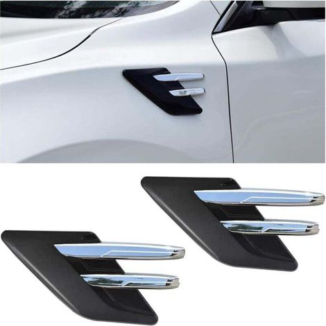 2Pcs Grille D'aération Latérale de Voiture, Couvercle Trou D'évent de Grille D'admission D'air Ventilation, Capot Extérieur Voiture Côté Débit D'air Grille D'admission Évent(Noir/Galvani (1/4)