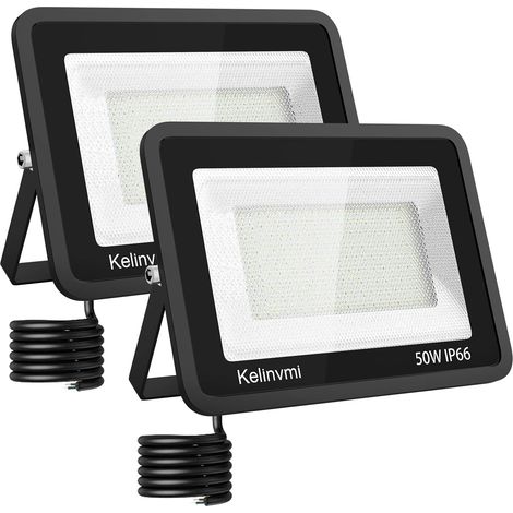 Projecteurs LED Extérieur 50W, 5000lm Spot LED Extérieur, 4200K Blanc Chaud IP66 Imperméable Eclairage de Sécurité pour Jardin, Patio, Garage, Entrée. (1/5)
