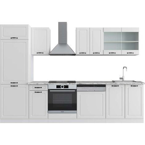 Cuisine R-Line, Blanc campagne/blanc, 300 cm , PT Marbre, Vicco