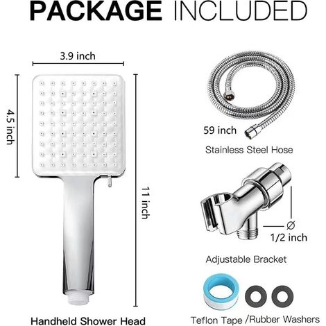 Hochdruckdusche mit Handbrause und 6 verschiedenen Strahlarten. Abnehmbarer, ausziehbarer Edelstahl-Brauseschlauch. – AquaForge