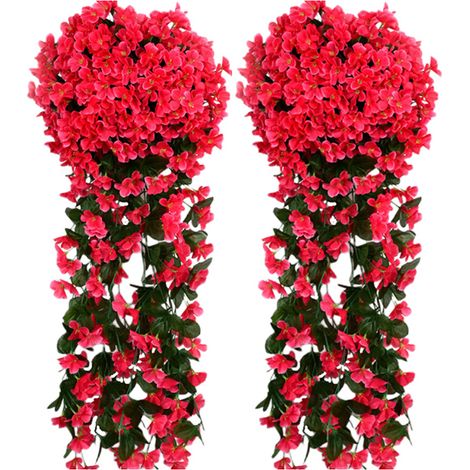 Lot de 2 fleurs rouge idéales, plantes artificielles, artificielles pour la décoration de mariage,de maison ou de fête - violettes (1/5)