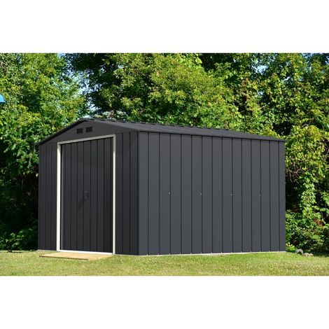 Casa in metallo grigio 10x10 Duramax by Ezooza 3023 x 3221 x 1961 mm soluzione di stoccaggio premium con sistema di ventilazione (1/5)