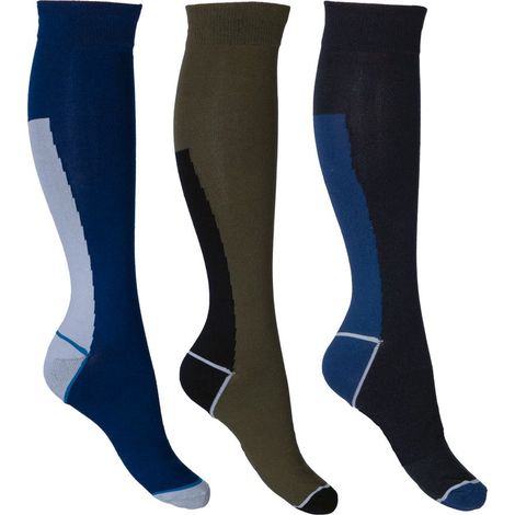 39/42, Verde Oliva e Blu 5769: Set 3 calze da equitazione uomo modello Mateo