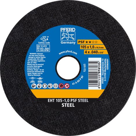 PFERD TOOLS Trennscheibe EHT 105x1,0x16 mm gerade Universallinie PSF STEEL für Stahl 25 Stk