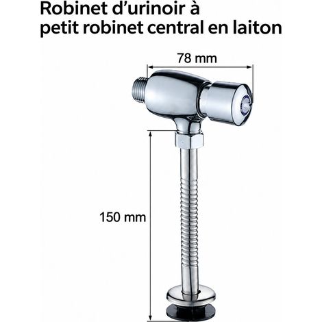 Robinet d'urinoir à corps moyen en laiton avec arrivée d'eau par l'arrière, poussoir manuel temporisé pour sanitaires – Livraison gratuite