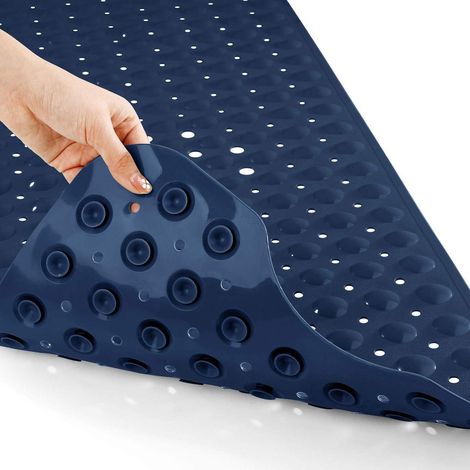 Badewannenmatte extra lang 100x40cm Navy Blau, rutschfest mit Saugnäpfen (1/5)