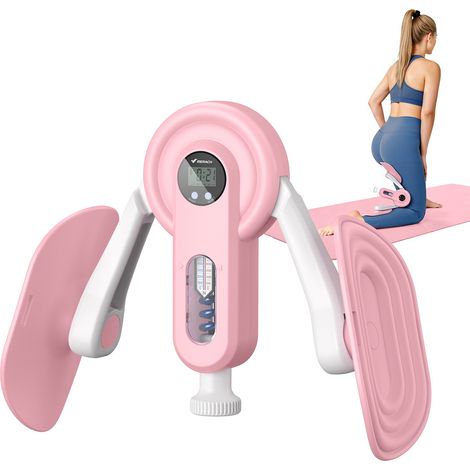 LEG TRAINER 2-en-1, Angle Réglable, LED, Affichage Double Échelle, Indicateur de Pression, 2 Niveaux de Résistance, Portable, Rose, MERACH (1/5)
