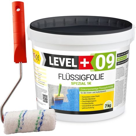 LEVEL+ Flüssigfolie Dichtfolie Flex L+09 - 7kg + Farbroller