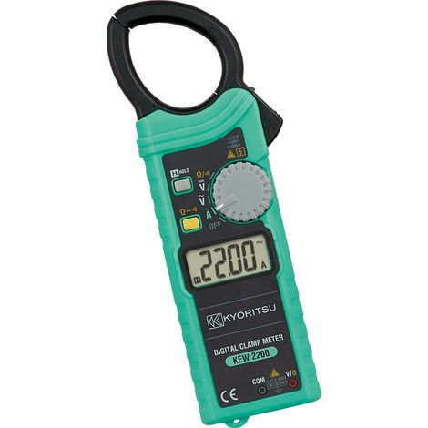 KYORITSU KEW 2200 - Pinza Amperometrica Digitale Compatta per la Misura di Correnti Alternate, Tensioni Continue e Alternate, Resistenza, Continuità in Conduttori con Diametro Massimo di 33 mm, Grigio (1/2)