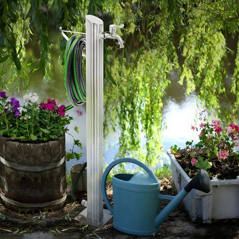Fontana da giardino a colonna esterno tiglio acciaio inox spazzolato h 95 cm confezione 1 (1/5)