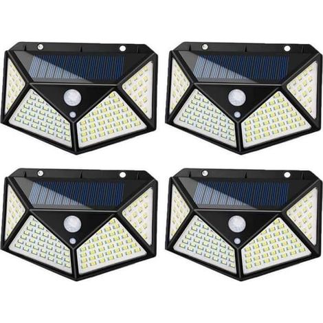 Hengxin - Lot de 4 lampes solaires d'extérieur avec 100 LED et détecteur de mouvement (1/4)