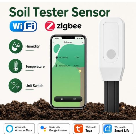 Tuya Sensore Terreno Smart con Misuratore Umidità e Temperatura Wi-Fi (1/5)