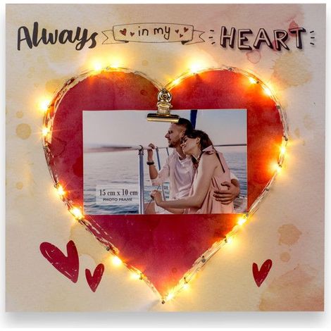 Decorative plaque - GENERIC - Red heart - 30cm x 30cm - Wood - With LED (1/3)