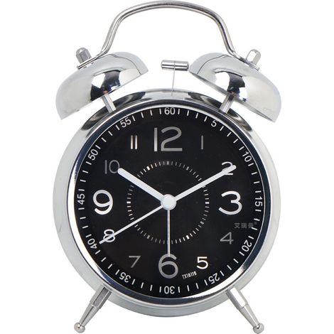Petit réveil étudiant en fer forgé, réveil de bureau silencieux pour enfants, horloge à quartz créative (1/5)