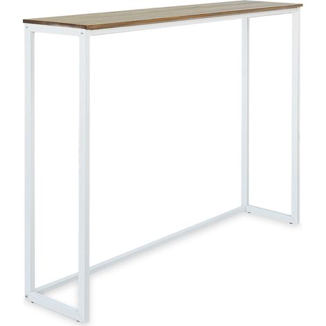 Mesa Alta 118x30x110cm iCub ECO Line Blanca en madera maciza de pino acabado envejecido estilo industrial Box Furniture (1/5)