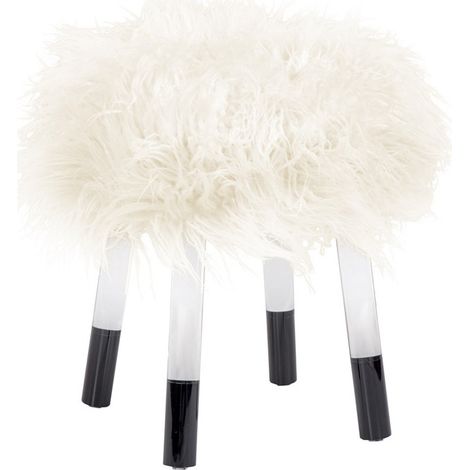 Pouf contenitore Laika 100 in ecopelliccia bianca (1/3)