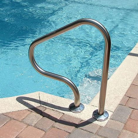 Rampe de Piscine, matériau en Acier Inoxydable 304, pour entrée de Piscine creusée, Ensemble d'accessoires (Argent) (1/5)