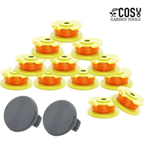 (12 pièces) Bobine de rechange pour coupe-bordures Ryobi RAC143 36V avec capuchon et couvercle (1/4)