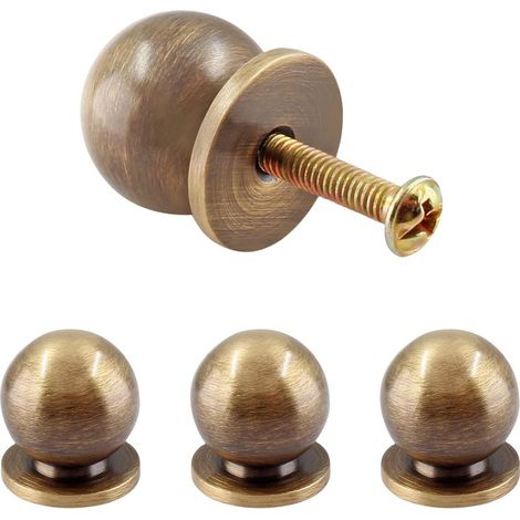 Set di 4 mini pomelli rotondi in ottone massiccio, maniglie in ottone di 1,9 cm di diametro, mini pomelli dorati per cassetti, mini pomelli per portagioie, bronzo (1/5)