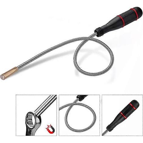 Pince magnétique flexible, outil de ramassage, aimant flexible, pince à ressort à longue portée, bâton de récupération flexible, clé/boulon/écrou (1/5)