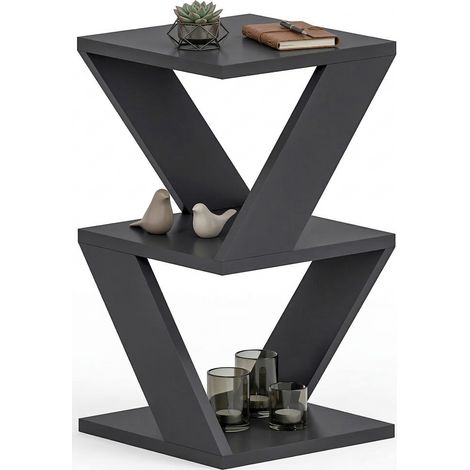Tavolino da Salotto Rubiana, 2 Vani, Forma Quadrato, Materiale Piano in Legno Nobilitato, 30x30x50h cm Nero