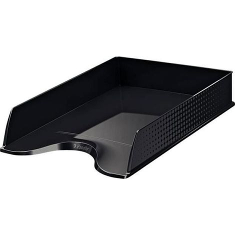 Corbeille À Courrier A4 - Design Superposable Escalier - Face Avant Arrondie Avec Découpe - Noir - 1 Pièce