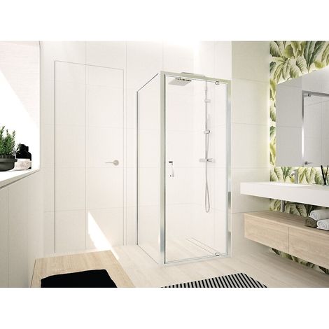 Paroi de douche pivotante H195 cm extensible de 78 à 84 cm verre transparent - Novellini