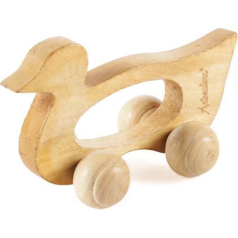 Massaggiatore in legno a forma di papero con 4 rulli (kit da 10)