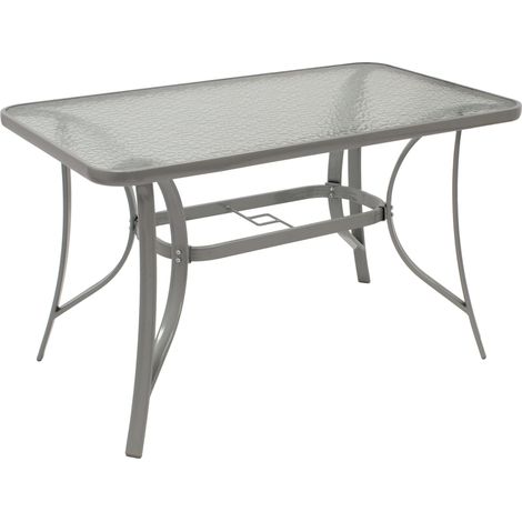 Gartentisch 120x70cm, Metall grau + Glas (1/4)
